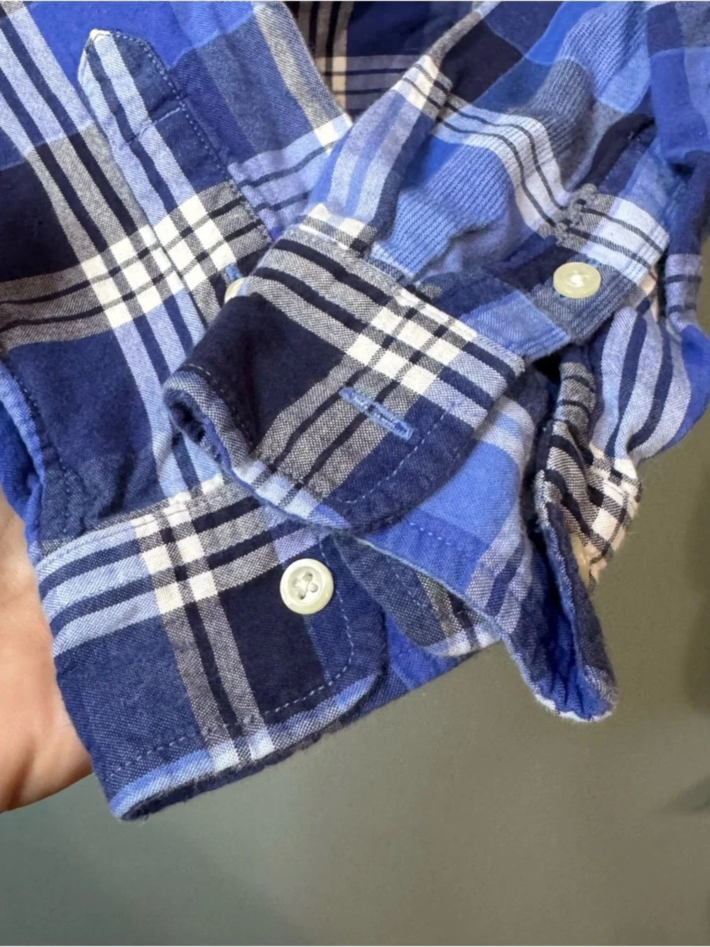 Ralph Lauren Boys Blue Plaid Button Down Shirt, Size M (10-12)